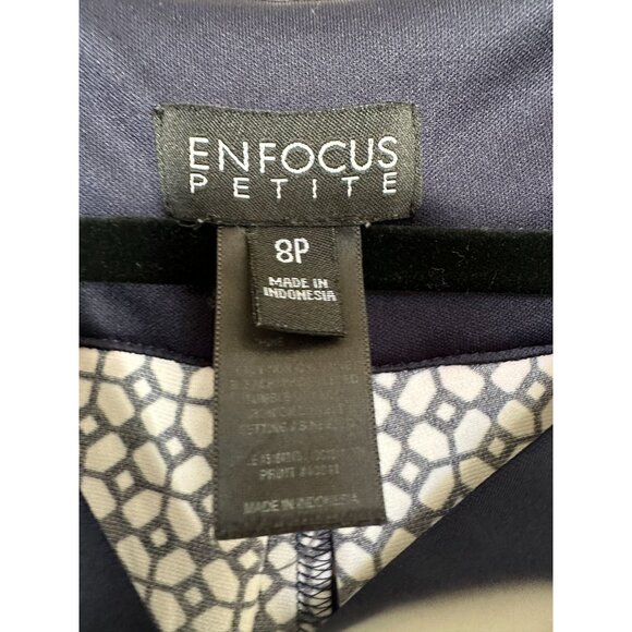 En Focus Petite Womens Navy White Dress 8P Sleeveless Geometric‎ polyester - Picture 3 of 7